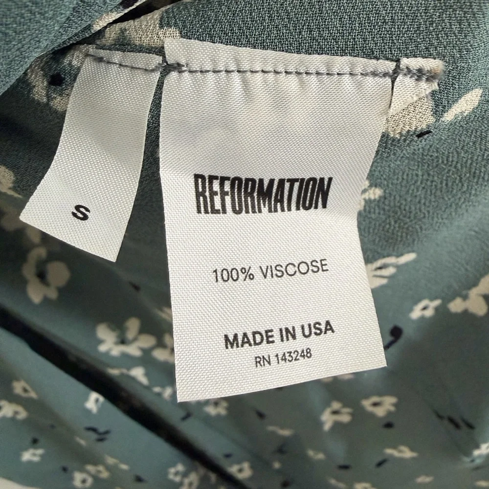 Reformation Mollie Teal Floral Dress - Picture 5 of 7